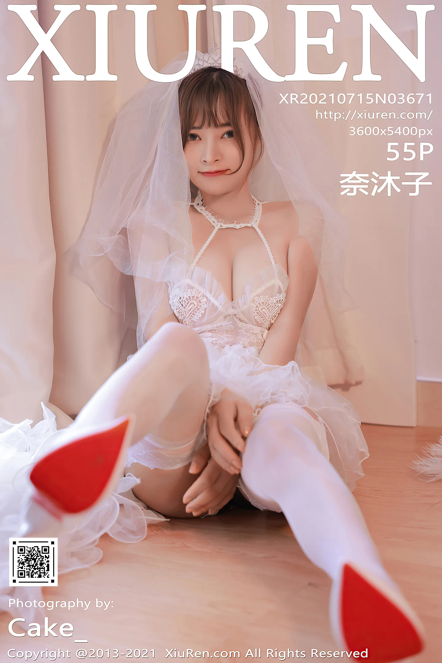 [XiuRen秀人网]VOL.3671 模特奈沐子唯美婚纱主题私房情趣服饰配蕾丝吊袜惹火诱惑写真55P-秀人网官方网站